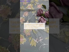 Embroidery tissu en dentelle en perles séquence florale élégante et respirante tissu d'occasion de luxe