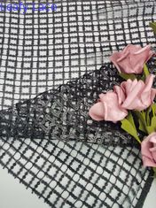 la paillette noire de GEO de couleur de 124cm a brodé le tissu pour la robe de soirée