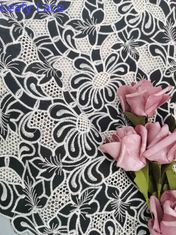Le modèle floral de laser a brodé le tissu de dentelle dans deux le ton blanc noir 114cm