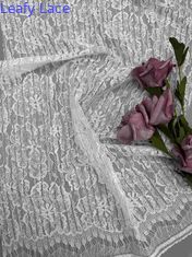 Tissu floral blanc de dentelle de 55 pouces en composition en nylon en rayonne de coton avec le cil de feston