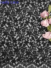 3D tissu attaché floral de dentelle de noir de 57 pouces avec Handfeel doux