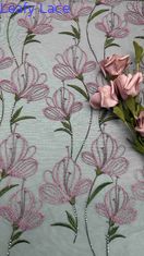 Dentelle de fleur de tulipe Textile de robe de dame de tissu de broderie coloré