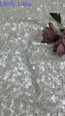 51 pouces couleur ivoire de haute qualité perles circulaires séquence de filetage de broderie dentelle de robe tissu pour robe de soirée