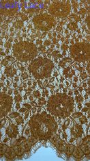 Couleur brune chenille fil florale bordé de dentelle tissu par la cour robe pour les femmes robe