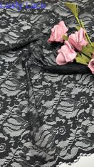 55 pouces de nylon spandex largeur couleur noire design élégant étirement fleur cordé tissu de dentelle élastique avec carapace pour les femmes de mode vêtements