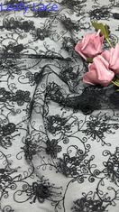 Lace noir à feuilles durable et élégant Bordure luxueuse Fleur 100% tricotée Bordure tissu dentelle tissu mariage anniversaire belle robe