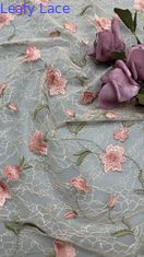 Tissu de dentelle à broderie à feuilles fleur d'élégance 100% coton
