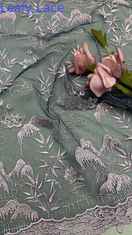 100% coton broderie tissu de dentelle style floral respirer et élégant tissu brodé