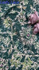 Embroidures personnalisées Tissu en dentelle élégant 3D Floral Embroidery Luxe 100% coton