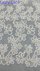 Tissu de dentelle brodée à cordes de luxe Tissu brodé à feuilles