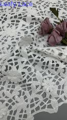 Tissu de dentelle à crochet Tissu de dentelle à broderie en lin blanc Tissu de dentelle à feuilles de luxe Tissu de mariage d'occasion
