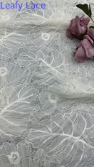 Tissu de dentelle brodée blanc et élégant tissus de mariage brodés en feuilles d'occasion
