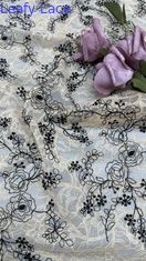 Broderie du soir Tissu de dentelle brodé Tissu de feuille de luxe pour les mariages
