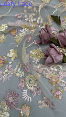 Tissu brodé 3D fleuriste élégant et respirant Tissu d'occasion de luxe