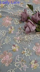 Tissu brodé à la paille à feuilles à la paille à fleurs à respirer à la paille à la dentelle à la paille à l'occasion