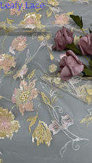 Embroidery tissu en dentelle en perles séquence florale élégante et respirante tissu d'occasion de luxe