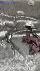 Tissu de broderie de séquence de luxe dentelle brillante 100% polyester Tissu d'occasion du soir