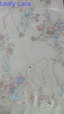Cultures orientales Tissu en dentelle à feuilles de séquence florale pour la confection de robes Robes de soirée Tissu brillant