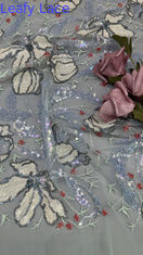 Mesh Ground Leafy Sequins Lace Fabric for Elegant Breathe High Quality Dinner Gowns Shining Fabric