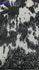 Tissu brodé en paille noir et blanc élégant pour la saison AW pour la fête des dames