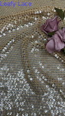 Grand tissu à paillettes brillantes, tissu brodé à carreaux pour nouvelle collection de robes