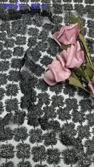 Tissu en dentelle métallique brodée noire, creux, étincelant, respirant, pour robes de mariée