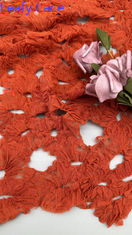 Tissu de dentelle à volants de luxe, tulle superposé fait à la main avec ajourage pour robes de soirée spectaculaires