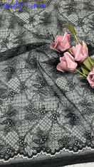 Tissu en dentelle brodée noire, ajouré, floral, à sequins, laser, pour robes de soirée et vêtements