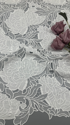 Tissu brodé en dentelle blanche, ajouré au laser, élégant, design personnalisé