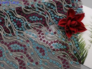 49 pouces ont coloré le tissu de luxe floral de la dentelle 3D pour les robes femelles