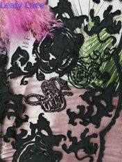 Le laser noir a coupé le tissu de dentelle brodé par tissu de broderie d'Applique