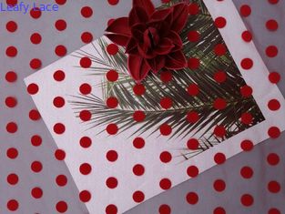 Grande polka rouge Dot Tulle Flocked Mesh Fabric