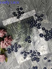 60 yards de la marine 3D de broderie de crochet de tissu floral de dentelle