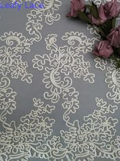 Poly tissu en ivoire de dentelle de crochet de broderie pour la robe de fille