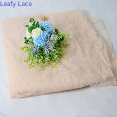 Tissu brodé pur OEKO - Tex Standard de Tulle de dentelle de recouvrement floral crème