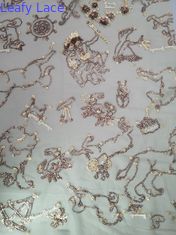 Paillette de maille de dentelle de robe de fille de tissu brodé de paillette de couleur de Champagne
