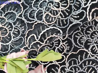 Tissu de robe de soirée de broderie de tissu brodé de paillette de velours