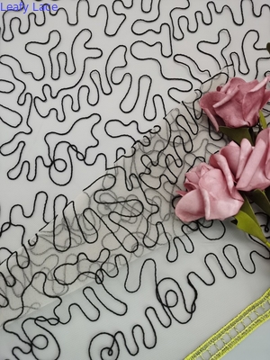 Velvet Sequin Embroidered Netting Fabric 125cm Wide OEKO TEX STANDARD 100