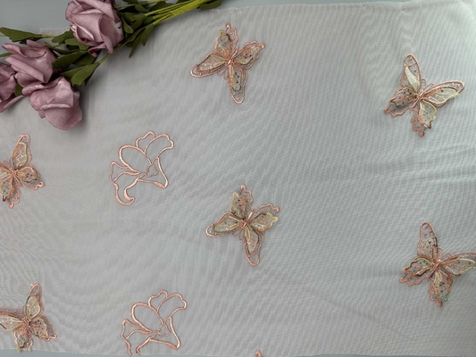 129CM 3D Butterfly Embroidery Fabric For Women Dress