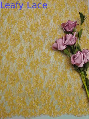 Floral Pattern Golden Metallic Lace Fabric