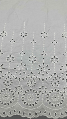 White 100% Cotton Laser Out  Floral Embroidered Cotton Fabric By The Yard For Fashion Women Dress