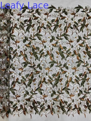 Delicate Floral Mesh Sequin Embroidered Fabric  For Home  Decoration Lady garment