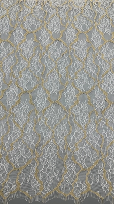 Spring And Summer Season French Chantilly Two-Tone Color Thread Lace With Floral Design With Eyelash Scallop Lightweight For Fashion Dress