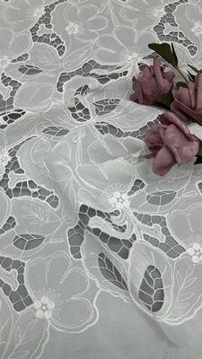 Hollow-up Luxary Guipure WHite Lace Fabric for Bridal Wedding Party Gown