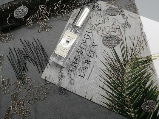 Eco Friendly Geometric Line Colored Embroidery Fabric