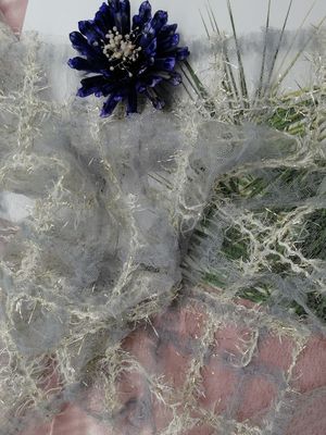 125CM Blue Geometric Lurex Applique Embroidery Fabric