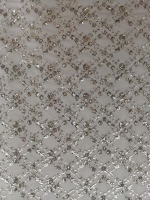 Gold Floral Sequin Embroidered Fabric