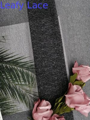 Black Soft Lurex Metallic Lace Fabric Silver Lace Fabric For Dresses