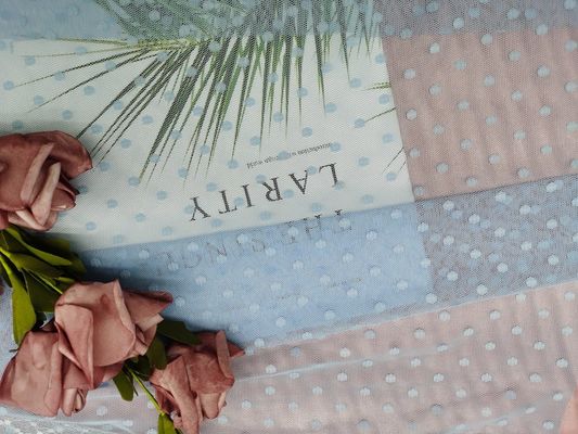 Nylon Delicate Royal Blue Polka Dot Tulle Mesh Fabric