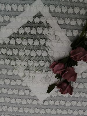 White Heart Linear Mechanical Stretch Lace Fabric Evening Dress Fabric